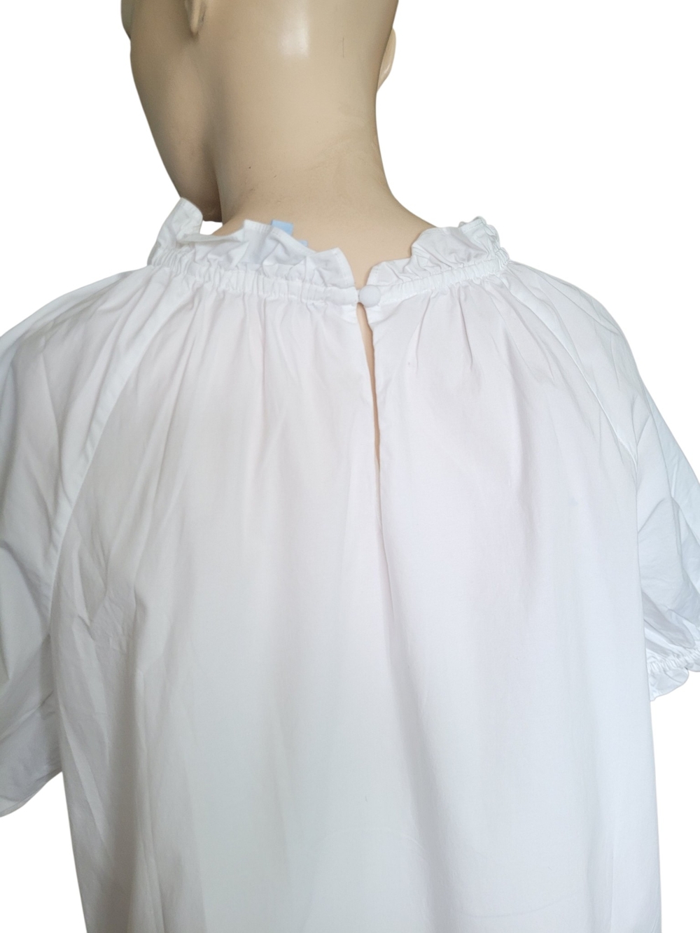 Hill House Kit Top White Puff Sleeve Peasant Blouse With Ruffle Trim XL - Picture 6 of 11